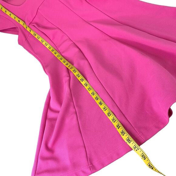 Karin Stevens Cap Sleeves Fit Flare Skater Dress Jersey Stretchy Size 14 Pink - Picture 14 of 16